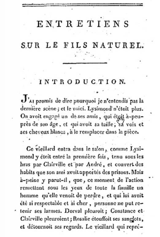 "Entretiens sur le fils naturel" de Denis Diderot