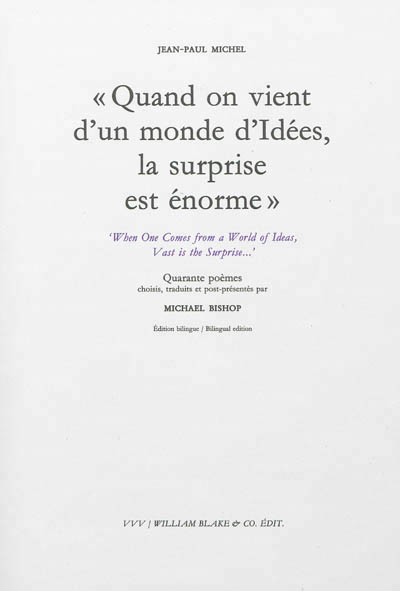 "Quand on vient d'un monde d'idées..." de Jean-Paul Michel